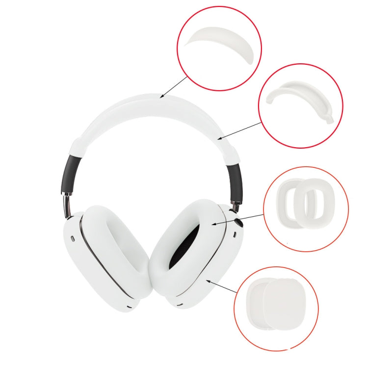 For AirPods Max Headphones 4-in-1 Silicone Replacement Cover Kit, 4-in-1 (White), 4-in-1 (Red), 4-in-1 (Transparent Black)