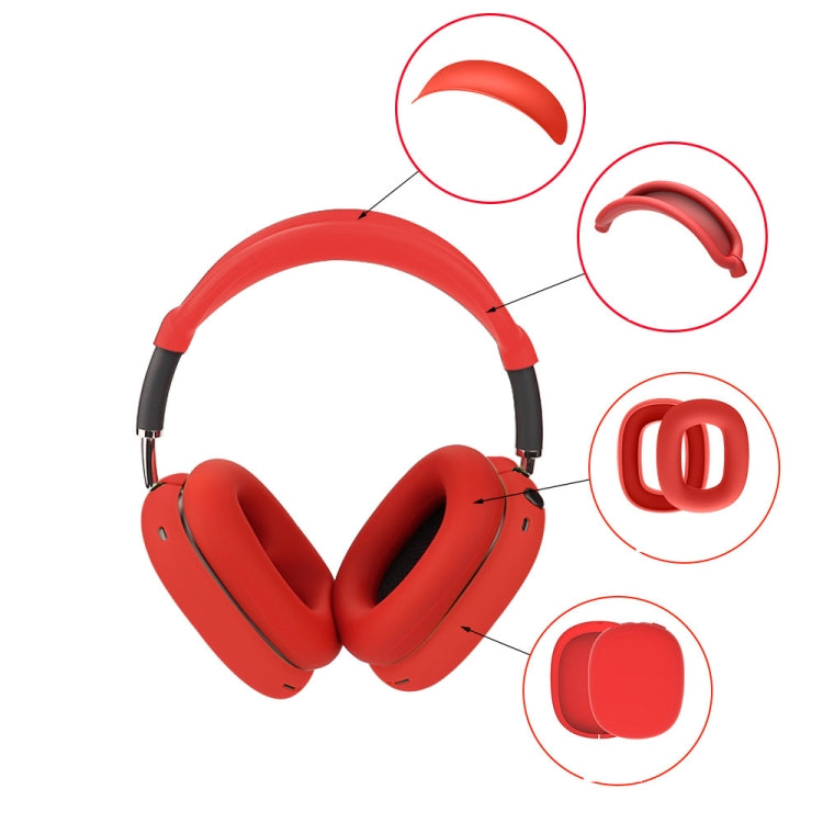 For AirPods Max Headphones 4-in-1 Silicone Replacement Cover Kit, 4-in-1 (White), 4-in-1 (Red), 4-in-1 (Transparent Black)
