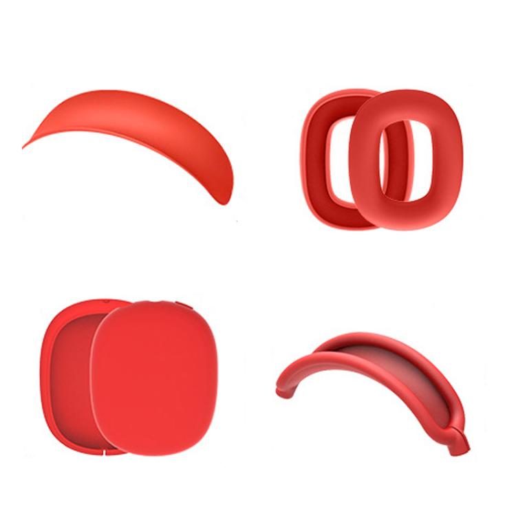 For AirPods Max Headphones 4-in-1 Silicone Replacement Cover Kit, 4-in-1 (White), 4-in-1 (Red), 4-in-1 (Transparent Black)