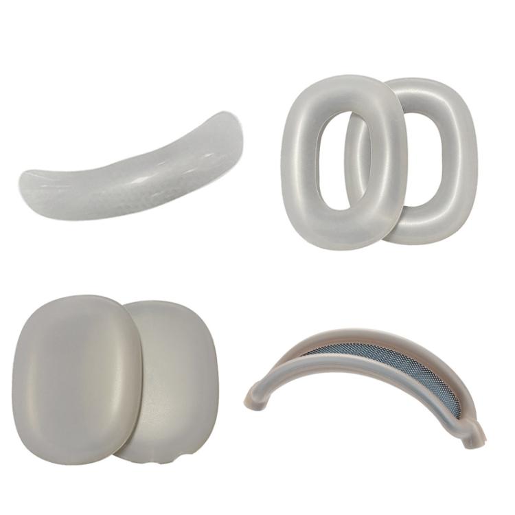 For AirPods Max Headphones 4-in-1 Silicone Replacement Cover Kit, 4-in-1 (White), 4-in-1 (Red), 4-in-1 (Transparent Black)