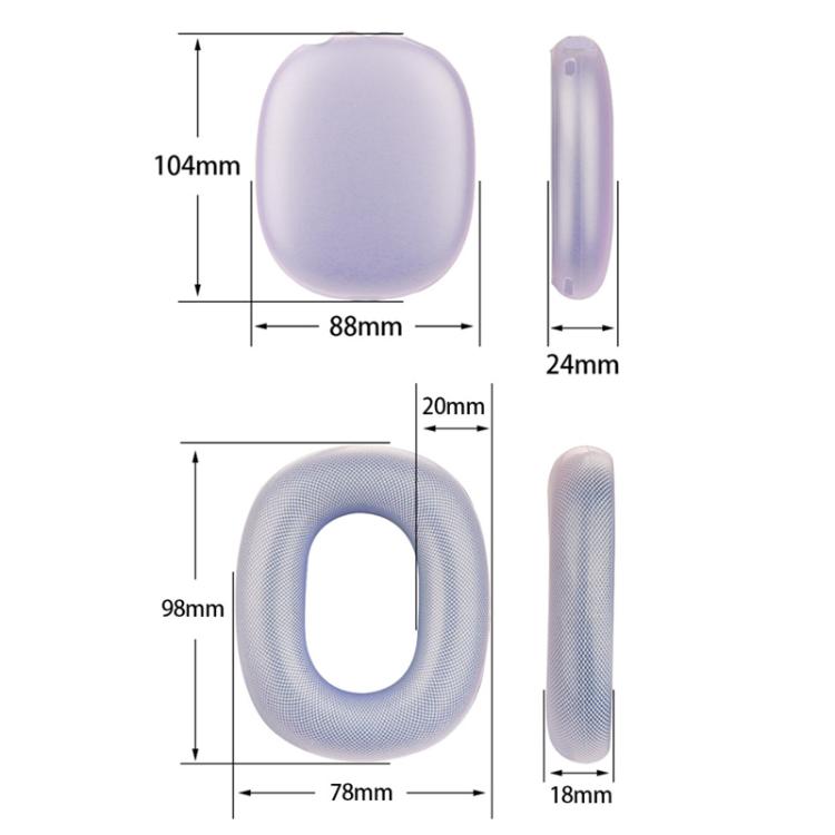For AirPods Max Headphones 4-in-1 Silicone Replacement Cover Kit, 4-in-1 (White), 4-in-1 (Red), 4-in-1 (Transparent Black)