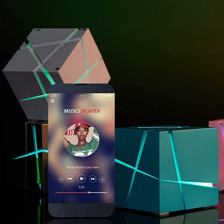 Qone Cube AI Smart Voice-Controlled Bluetooth Speaker RGB Light Mini Wireless Audio, AI Voice-Controlled (White), AI Voice-Controlled (Blue), AI Voice-Controlled (Pink), AI Voice-Controlled (Black)