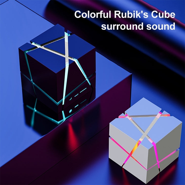 Qone Cube AI Smart Voice-Controlled Bluetooth Speaker RGB Light Mini Wireless Audio, AI Voice-Controlled (White), AI Voice-Controlled (Blue), AI Voice-Controlled (Pink), AI Voice-Controlled (Black)