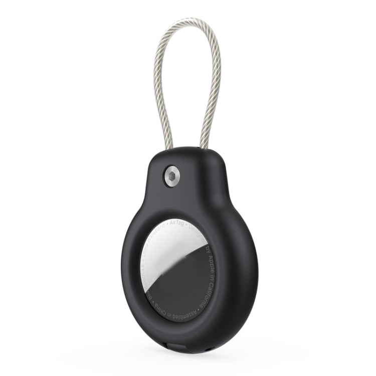 For AirTag Tracker Protective Cover With Metal Lanyard and Lock Three-proof Case, Black, White, Transparent Black