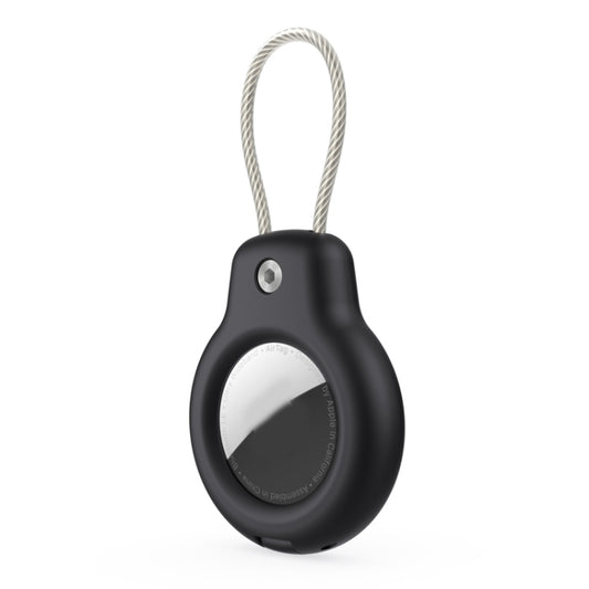 For AirTag Tracker Protective Cover With Metal Lanyard and Lock Three-proof Case, Black, White, Transparent Black