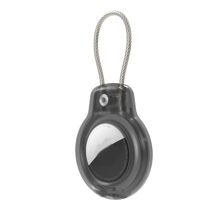 For AirTag Tracker Protective Cover With Metal Lanyard and Lock Three-proof Case, Black, White, Transparent Black