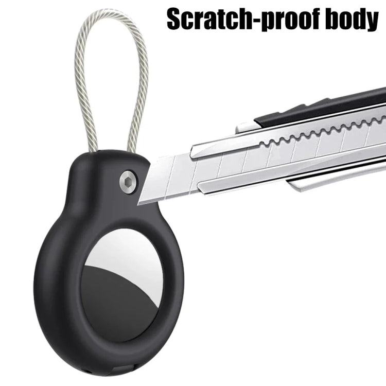 For AirTag Tracker Protective Cover With Metal Lanyard and Lock Three-proof Case, Black, White, Transparent Black