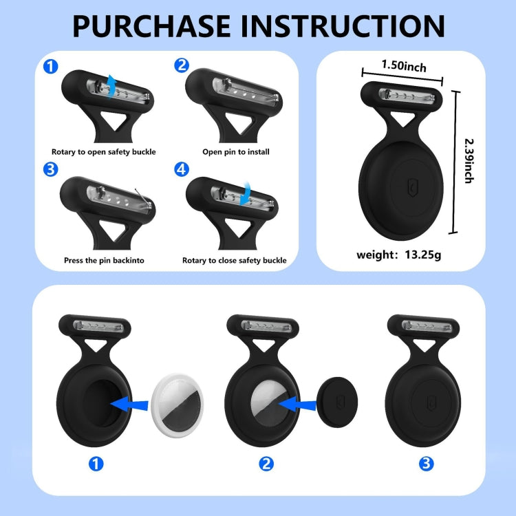 For AirTag Pin All Inclusive Life Waterproof Silicone Protective Case, Pin Black, Pin White, Pin Deep Blue