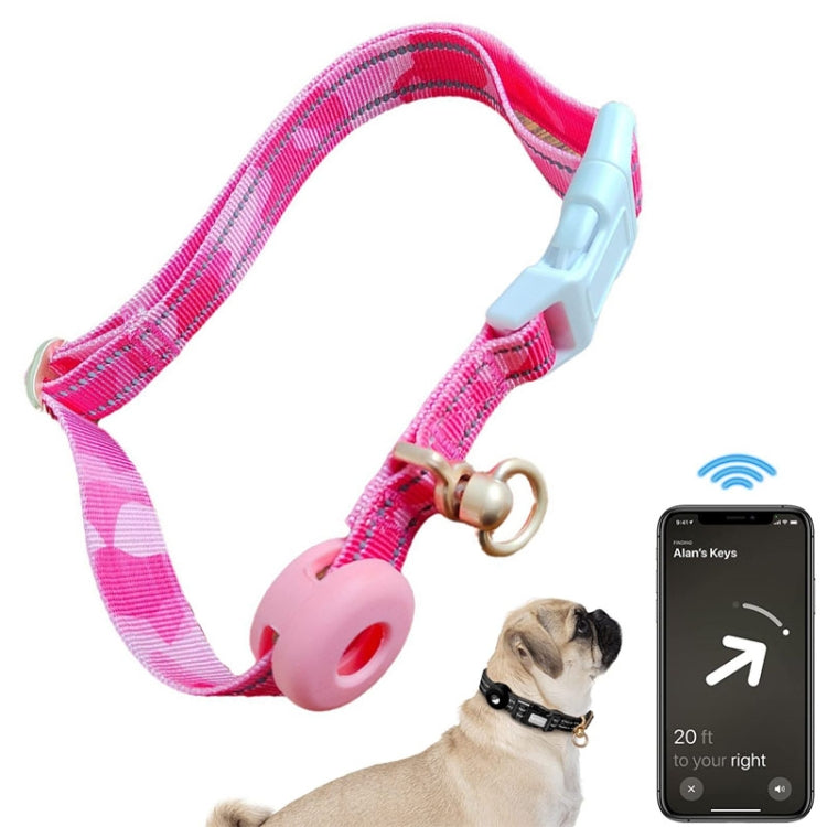 For AirTag Tracker Silicone Sleeve Medium Dog Collar Nylon Reflective Anti-Tangle Pet Collar, M, L