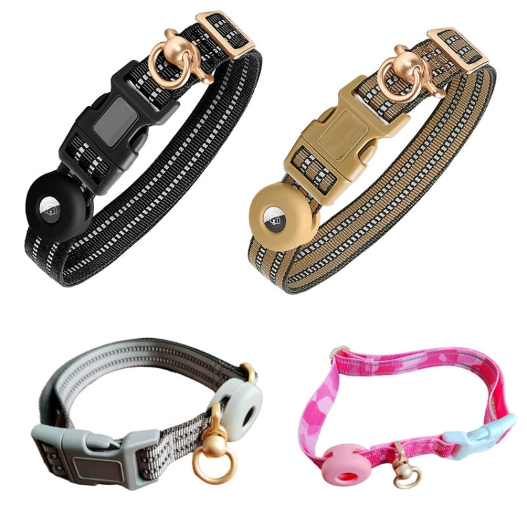 For AirTag Tracker Silicone Sleeve Medium Dog Collar Nylon Reflective Anti-Tangle Pet Collar, M, L
