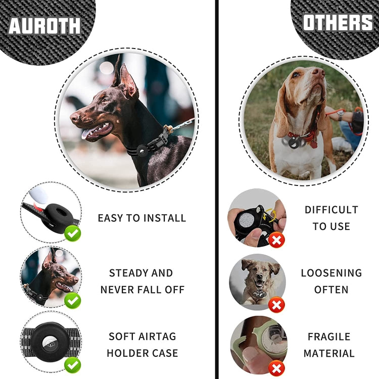 For AirTag Tracker Silicone Sleeve Medium Dog Collar Nylon Reflective Anti-Tangle Pet Collar, M, L