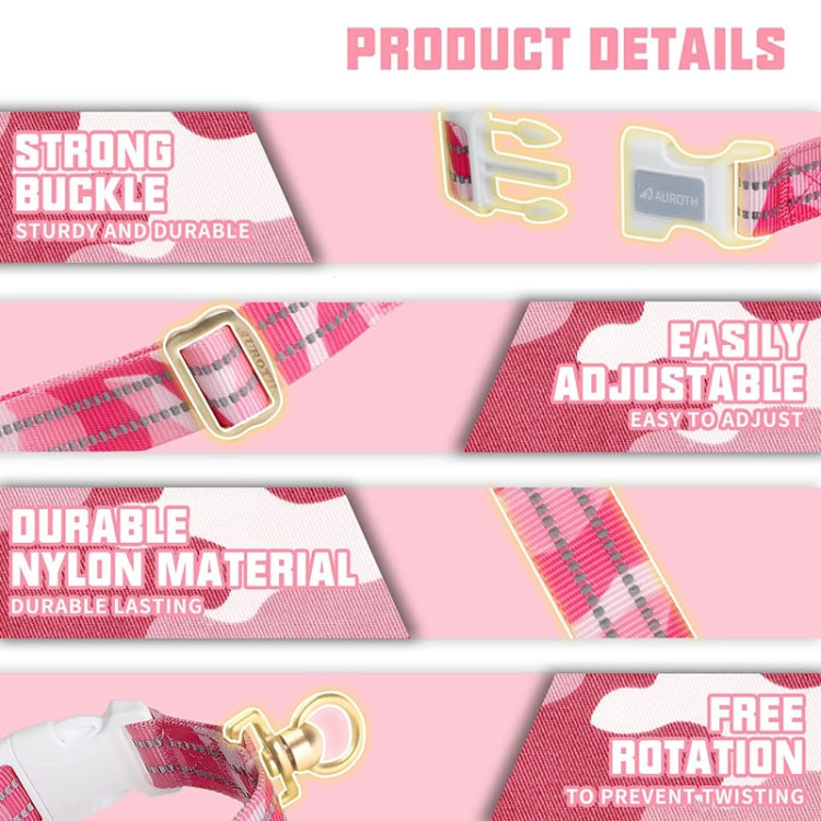 For AirTag Tracker Silicone Sleeve Medium Dog Collar Nylon Reflective Anti-Tangle Pet Collar, M, L