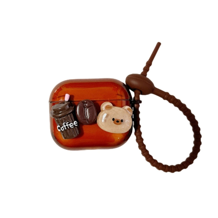 Cartoon 3D Coffee Bear Headphones Case Protective Shell Cover, For AirPods 3, For AirPods Pro 2, For AirPods Pro, For AirPods 2 / 1