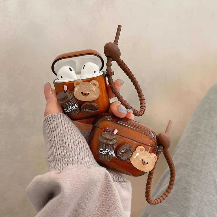 Cartoon 3D Coffee Bear Headphones Case Protective Shell Cover, For AirPods 3, For AirPods Pro 2, For AirPods Pro, For AirPods 2 / 1