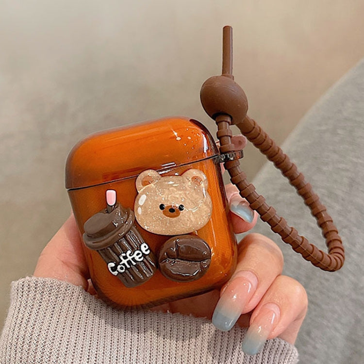 Cartoon 3D Coffee Bear Headphones Case Protective Shell Cover, For AirPods 3, For AirPods Pro 2, For AirPods Pro, For AirPods 2 / 1