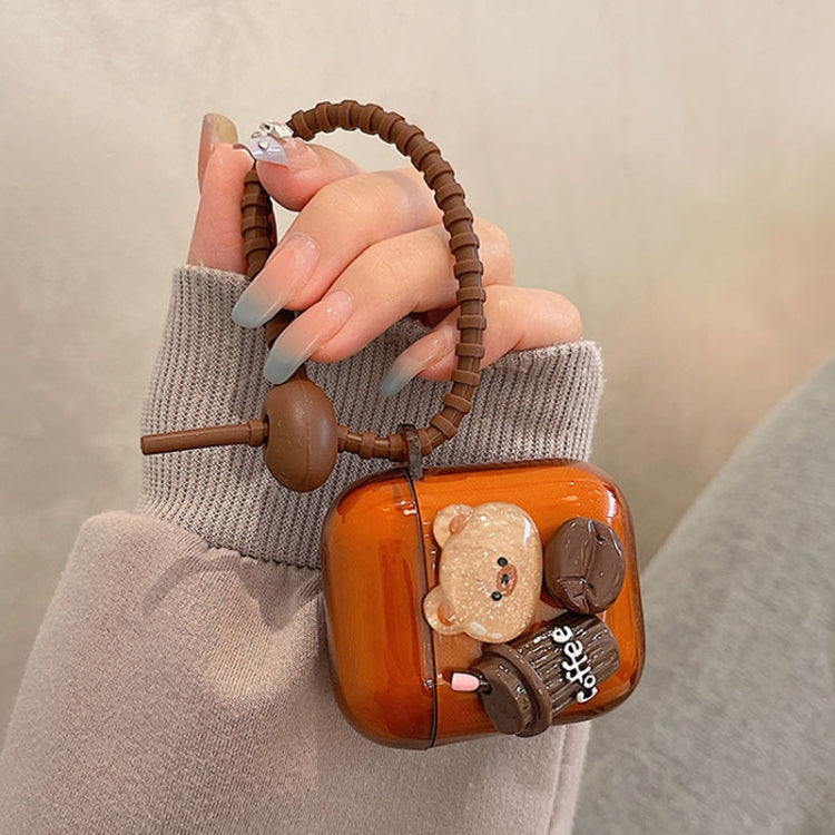 Cartoon 3D Coffee Bear Headphones Case Protective Shell Cover, For AirPods 3, For AirPods Pro 2, For AirPods Pro, For AirPods 2 / 1