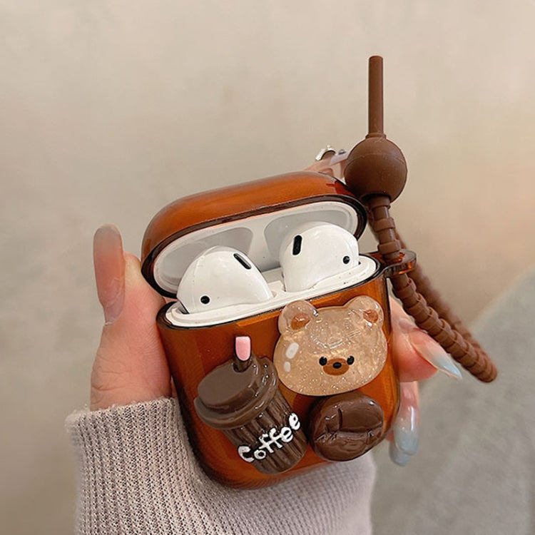 Cartoon 3D Coffee Bear Headphones Case Protective Shell Cover, For AirPods 3, For AirPods Pro 2, For AirPods Pro, For AirPods 2 / 1