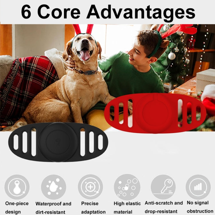 For Airtag Binaural Cover Waterproof Tracker Case Pet Collar Locator Silicone Cover, Black, White, Red, Pink, Yellow, Matcha Green, Light Purple, Violet Purple, Mint Green, Light Blue, Luminous Pink, Luminous Green, Luminous Blue