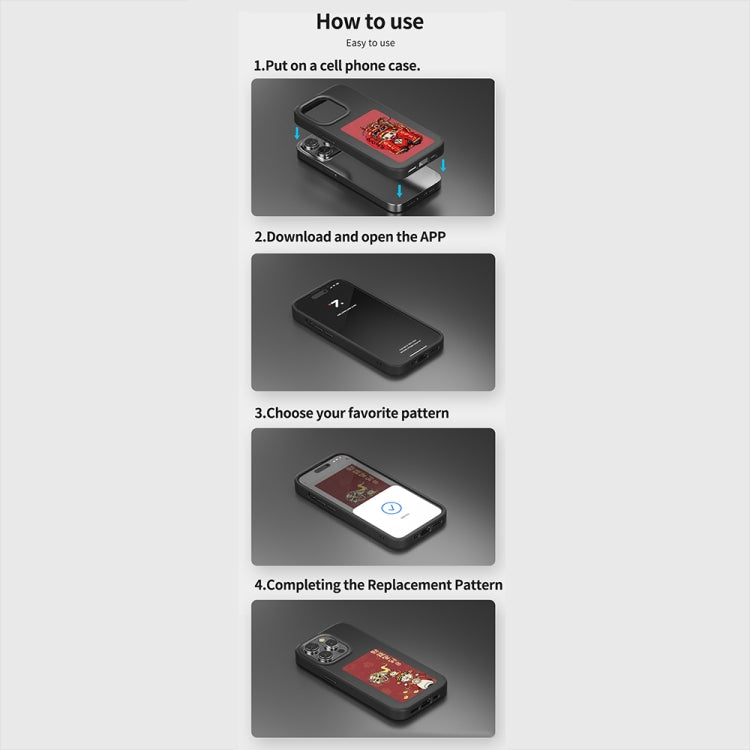 NFC Four-Color E-ink Screen DIY Phone Case