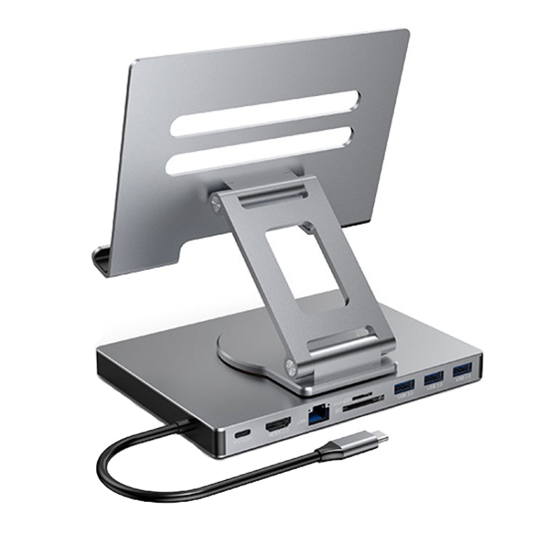 Blueendless 4K/60Hz Multifunctional Folding Tablet Type-C Docking Station Bracket, 8-in-1, 8-in-1 Rotating, 9-in-1, 9-in-1 Rotating