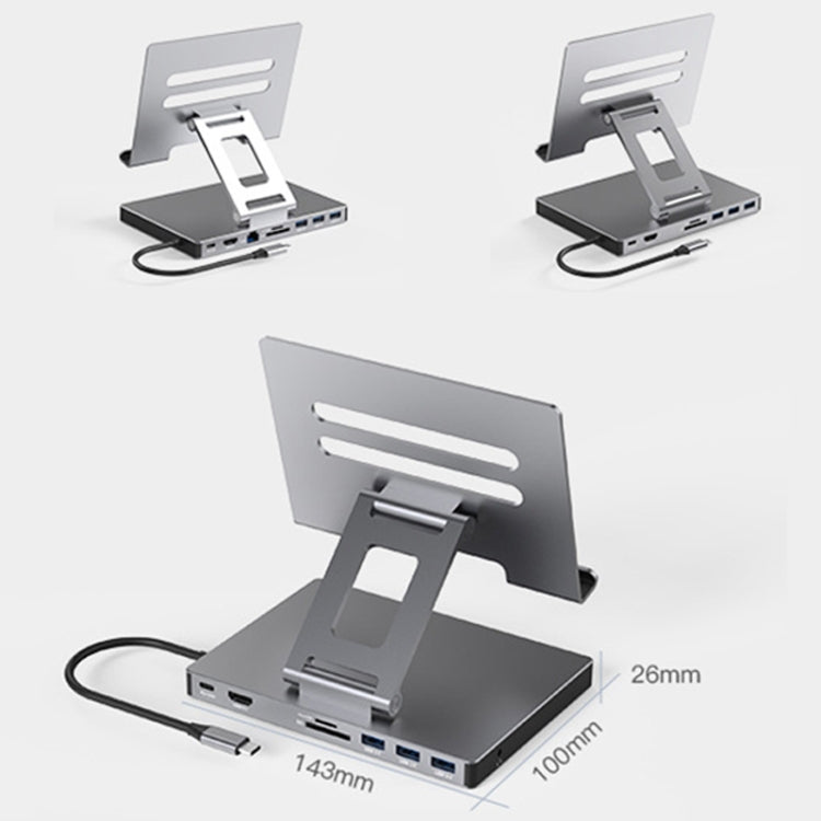 Blueendless 4K/60Hz Multifunctional Folding Tablet Type-C Docking Station Bracket, 8-in-1, 8-in-1 Rotating, 9-in-1, 9-in-1 Rotating