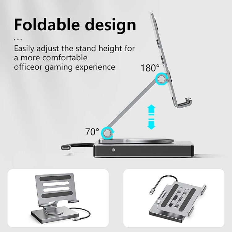 Blueendless 4K/60Hz Multifunctional Folding Tablet Type-C Docking Station Bracket, 8-in-1, 8-in-1 Rotating, 9-in-1, 9-in-1 Rotating