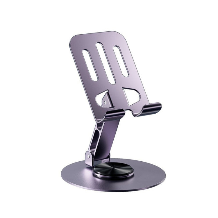 All-metal 360-degree Rotating Mobile Phone Holder Foldable Desktop Tablet Stand, Purple, Grey