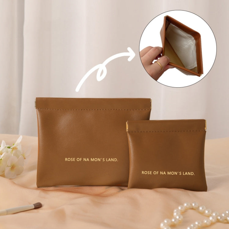 2pcs /Set PU Data Cable Earphone Storage Bag Mini Portable Lipstick Pouch Coin Purse, Large+Small