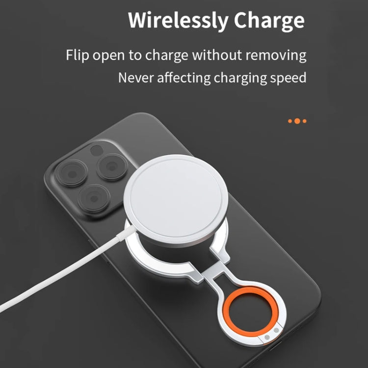 Magnetic Mobile Phone Holder Zinc Alloy Phone Finger Ring Bracket With Silicone Ring Guard, Style 2  Black, Style 2 Black+Orange, Style 2 Silver+Orange