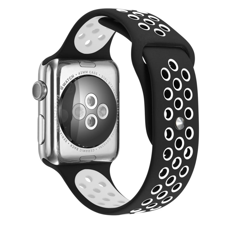 For Apple Watch Series 10 42mm / 9&8&7 41mm / SE 3&SE 2&6&SE&5&4 40mm / 3&2&1 38mm Fashionable Classical Silicone Sport Watch Band(Grey White), WA1230A, WA1230B, WA1230BG, WA1230BH, WA1230BL, WA1230BM, WA1230BR, WA1230BY, WA1230C, WA1230D, WA1230DW...