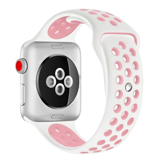 For Apple Watch Series 10 42mm / 9&8&7 41mm / SE 3&SE 2&6&SE&5&4 40mm / 3&2&1 38mm Fashionable Classical Silicone Sport Watch Band(Grey White), WA1230A, WA1230B, WA1230BG, WA1230BH, WA1230BL, WA1230BM, WA1230BR, WA1230BY, WA1230C, WA1230D, WA1230DW...