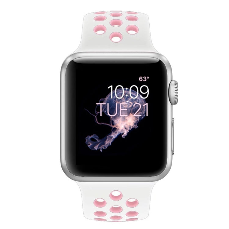 For Apple Watch Series 10 42mm / 9&8&7 41mm / SE 3&SE 2&6&SE&5&4 40mm / 3&2&1 38mm Fashionable Classical Silicone Sport Watch Band(Grey White), WA1230A, WA1230B, WA1230BG, WA1230BH, WA1230BL, WA1230BM, WA1230BR, WA1230BY, WA1230C, WA1230D, WA1230DW...