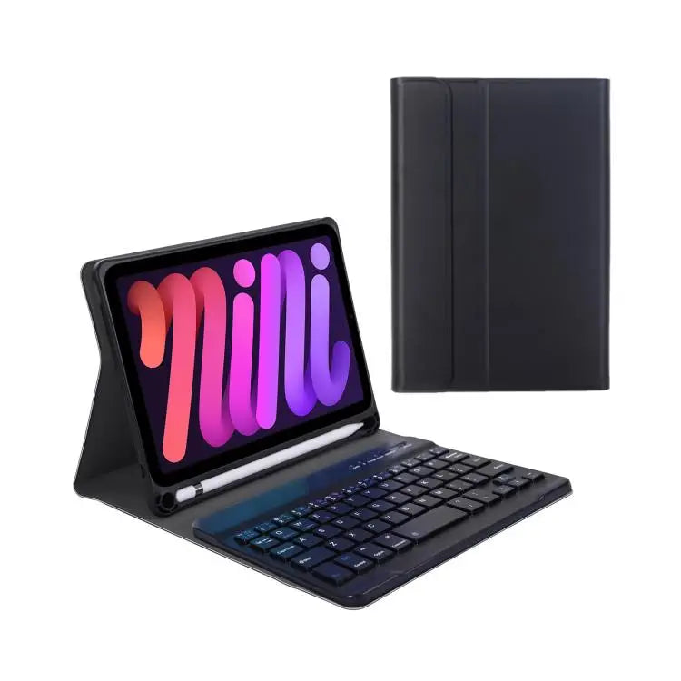 A06B Ultra-thin Detachable Bluetooth Keyboard Leather Case with Pen Slot & Holder for iPad mini 6 / mini 7 - Apple
