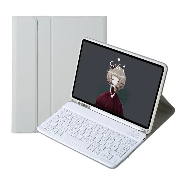A06B Ultra-thin Detachable Bluetooth Keyboard Leather Case with Pen Slot & Holder for iPad mini 6 / mini 7 - Grey