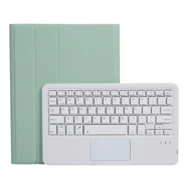 A07B-A Lambskin Texture Square Keycap Bluetooth Keyboard Leather Case with Touch Control For iPad For iPad 9.7 2018 &
