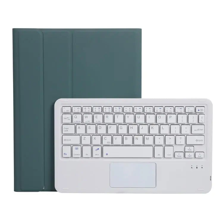 A07B-A Lambskin Texture Square Keycap Bluetooth Keyboard Leather Case with Touch Control For iPad For iPad 9.7 2018 &