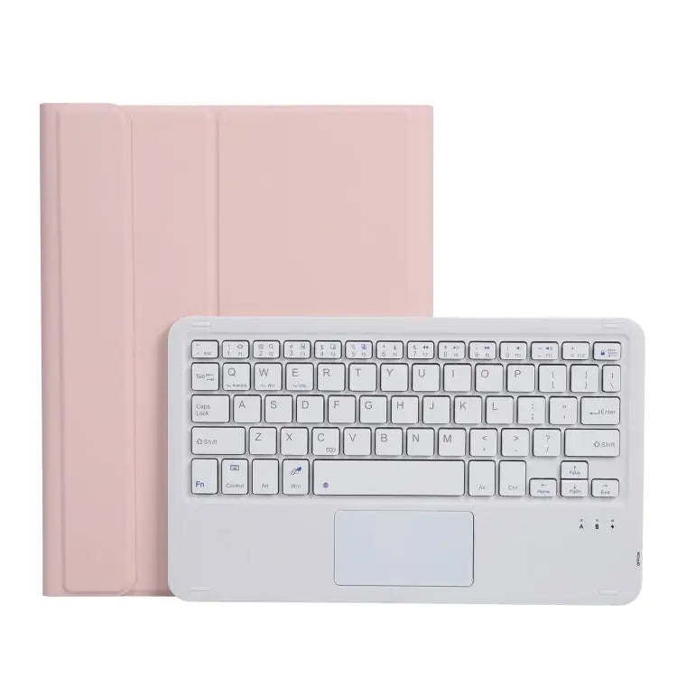 A07B-A Lambskin Texture Square Keycap Bluetooth Keyboard Leather Case with Touch Control For iPad For iPad 9.7 2018 &