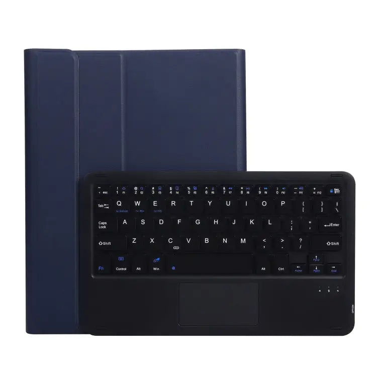 A07B-A Lambskin Texture Square Keycap Bluetooth Keyboard Leather Case with Touch Control For iPad For iPad 9.7 2018 &
