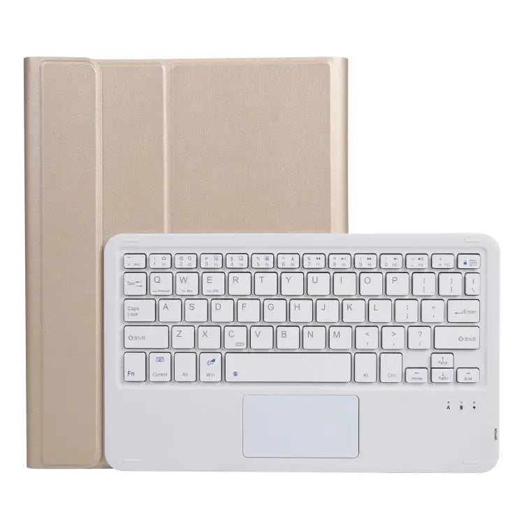 A07B-A Lambskin Texture Square Keycap Bluetooth Keyboard Leather Case with Touch Control For iPad For iPad 9.7 2018 &