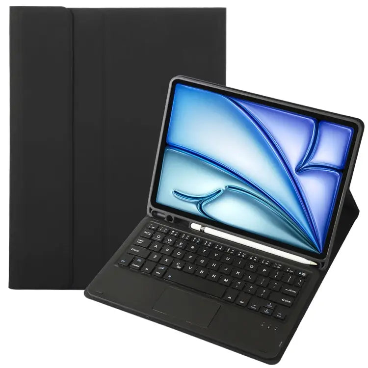 A098B-A Detachable Ultra-Thin Bluetooth Touch Keyboard Leather Tablet Case with Pen Slot For iPad Air 11 2025 / 2024