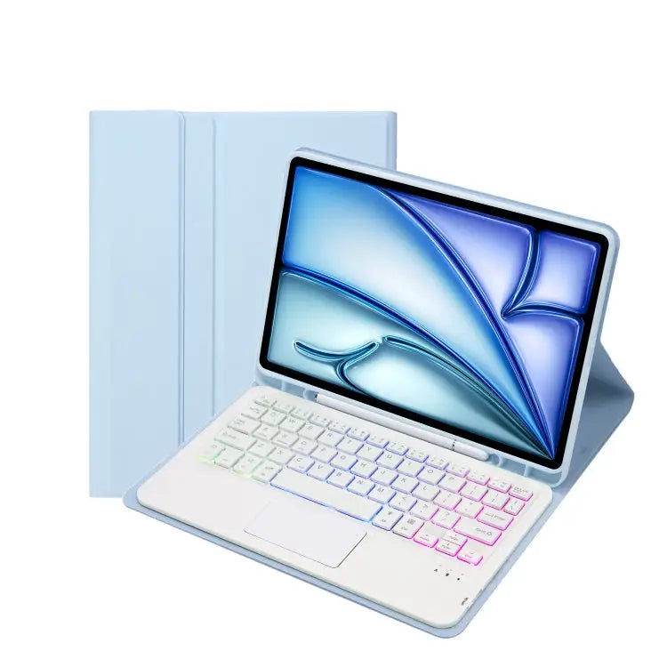 A098B-AS Detachable Ultra-Thin Backlit Bluetooth Touch Keyboard Leather Tablet Case with Pen Slot For iPad Air 11 2025