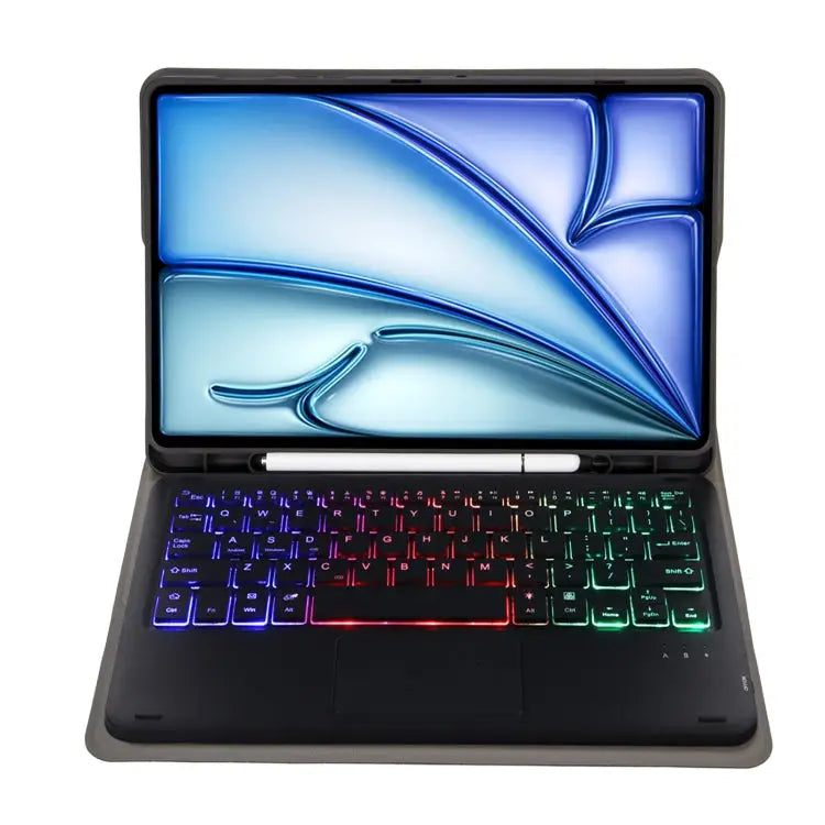A098B-AS Detachable Ultra-Thin Backlit Bluetooth Touch Keyboard Leather Tablet Case with Pen Slot For iPad Air 11 2025