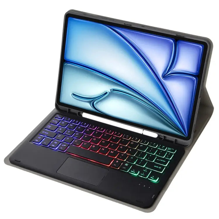 A098B-AS Detachable Ultra-Thin Backlit Bluetooth Touch Keyboard Leather Tablet Case with Pen Slot For iPad Air 11 2025