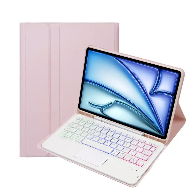 A098B-AS Detachable Ultra-Thin Backlit Bluetooth Touch Keyboard Leather Tablet Case with Pen Slot For iPad Air 11 2025