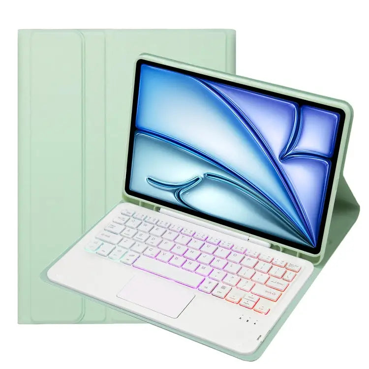 A098B-AS Detachable Ultra-Thin Backlit Bluetooth Touch Keyboard Leather Tablet Case with Pen Slot For iPad Air 11 2025