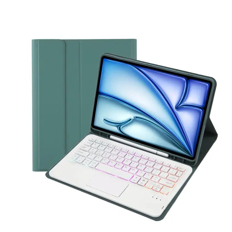 A098B-AS Detachable Ultra-Thin Backlit Bluetooth Touch Keyboard Leather Tablet Case with Pen Slot For iPad Air 11 2025