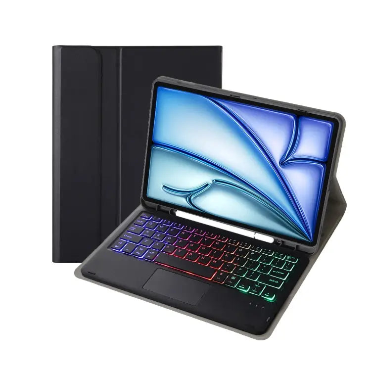 A098B-AS Detachable Ultra-Thin Backlit Bluetooth Touch Keyboard Leather Tablet Case with Pen Slot For iPad Air 11 2025