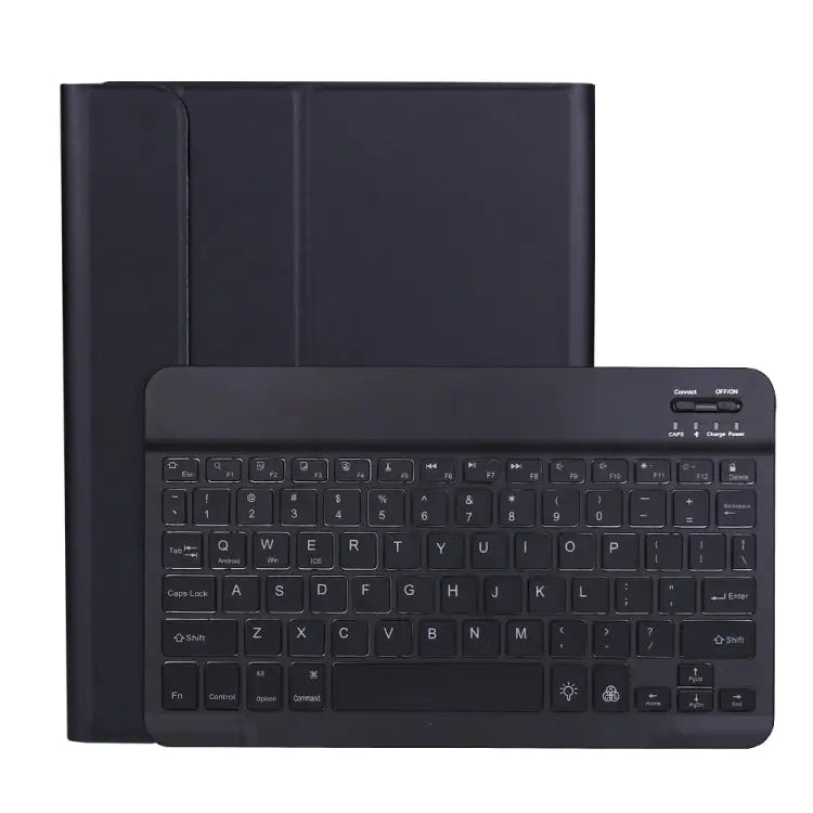 A11BS Lambskin Texture ultra-thin Bluetooth Keyboard Leather Case with Pen Holder & Backlight A11BS - A11BS / Black