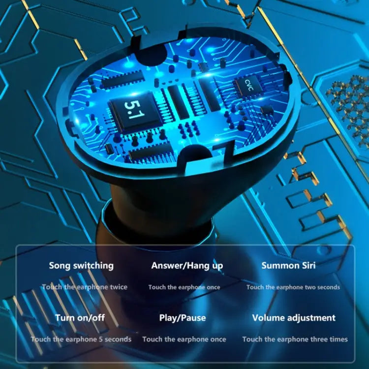 A13 TWS CVC8.0 and DSP Dual Noise Cancelling Touch Bluetooth Earphone with Charging Box Support LED Digital Display &