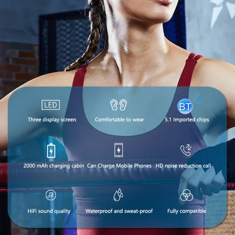 A13 TWS CVC8.0 and DSP Dual Noise Cancelling Touch Bluetooth Earphone with Charging Box Support LED Digital Display &
